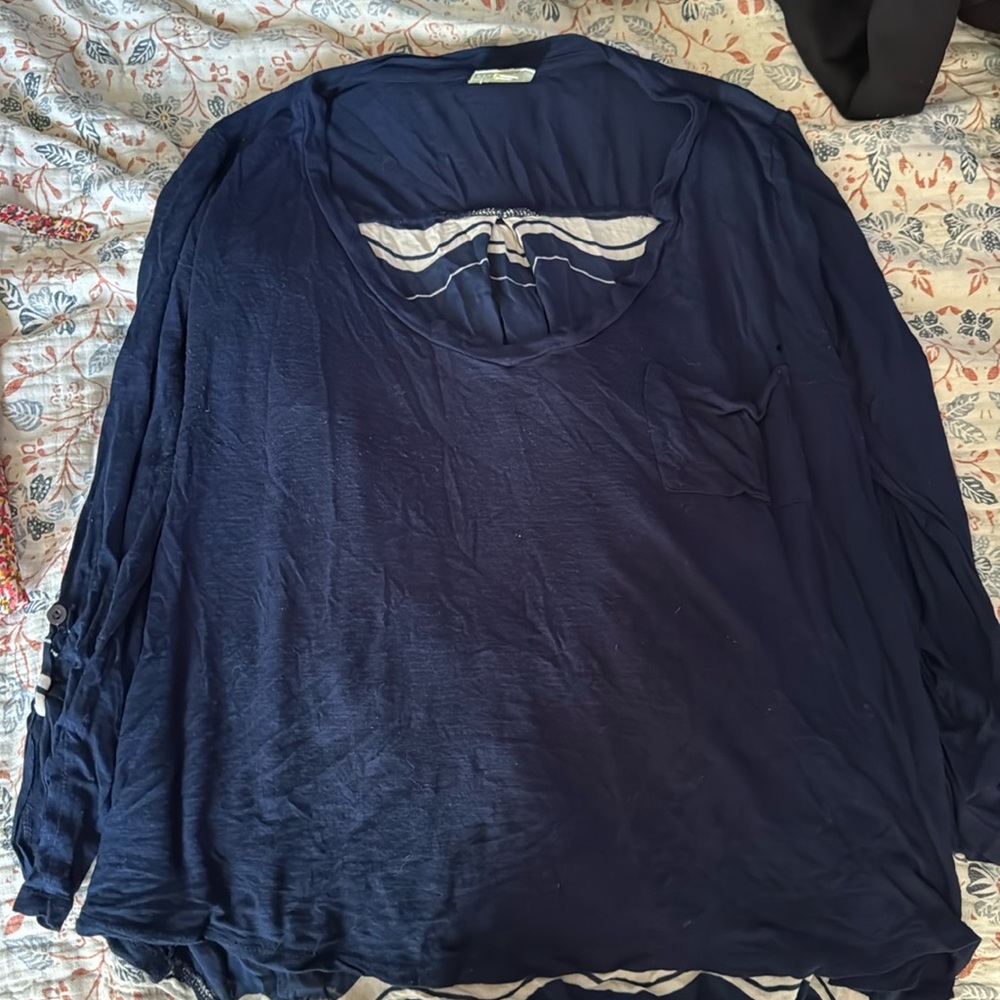 Blue and white long sleeve blouse. Bought from Anthropologie.